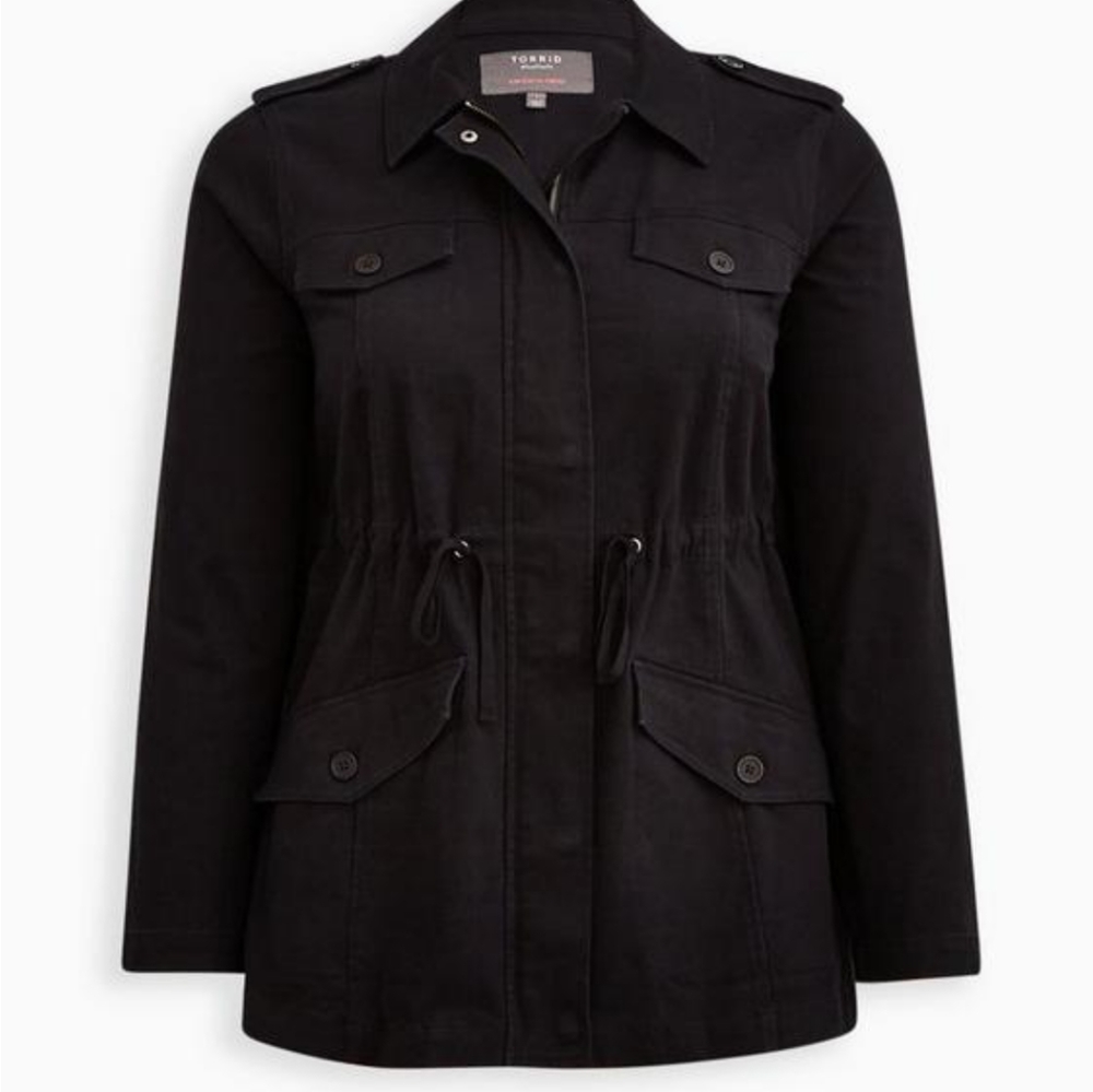 Torrid Twill Lace Up Corset Back Anorak Jacket Black